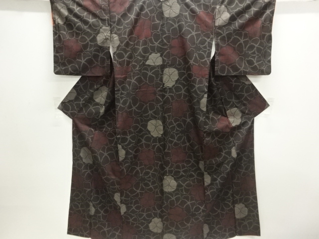 JAPANESE KIMONO / DORO OSHIMA TSUMUGI / WOVEN FLOWER / 5MARUKI